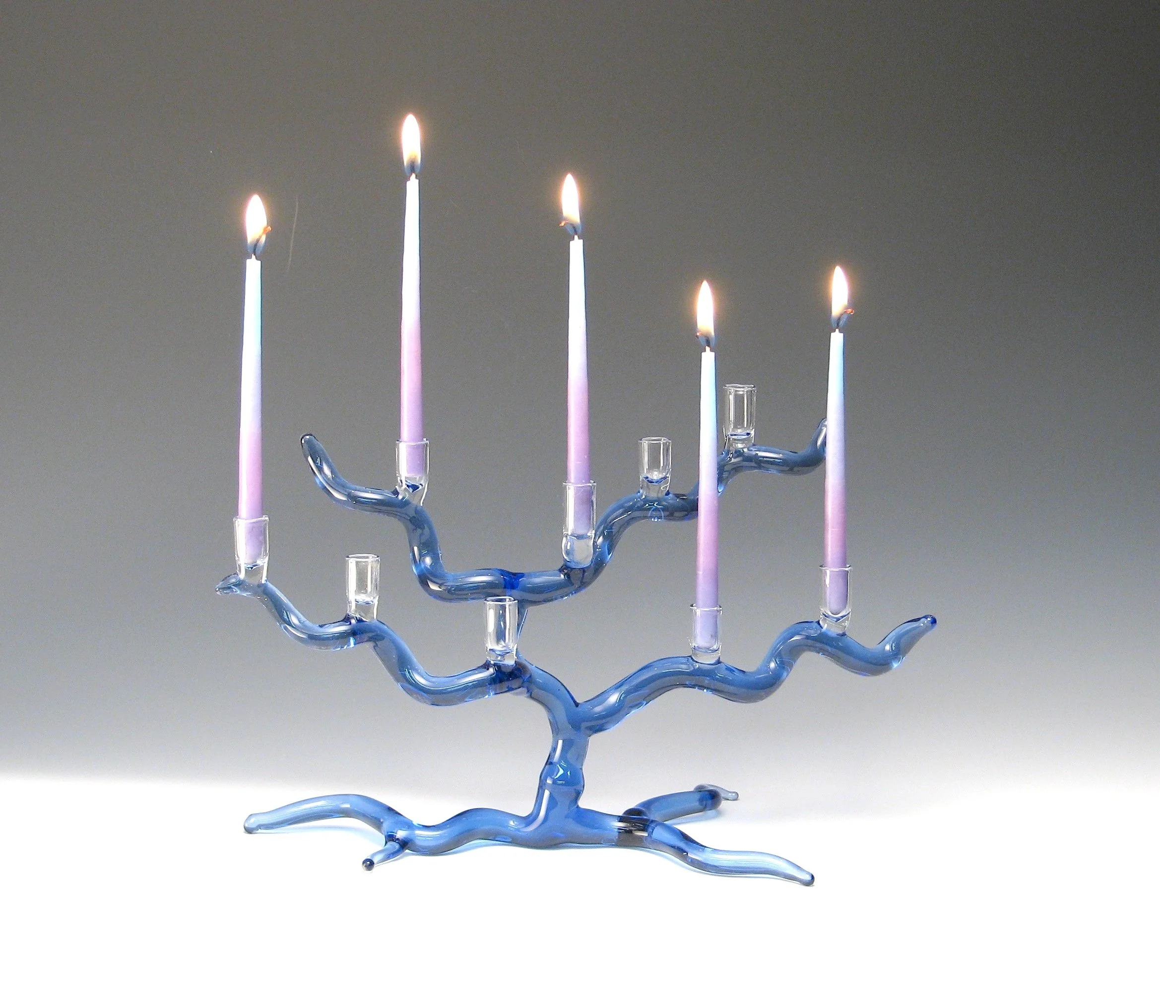 Wide Tree of Life Chanukah Menorah — Salusa Glassworks, Inc.